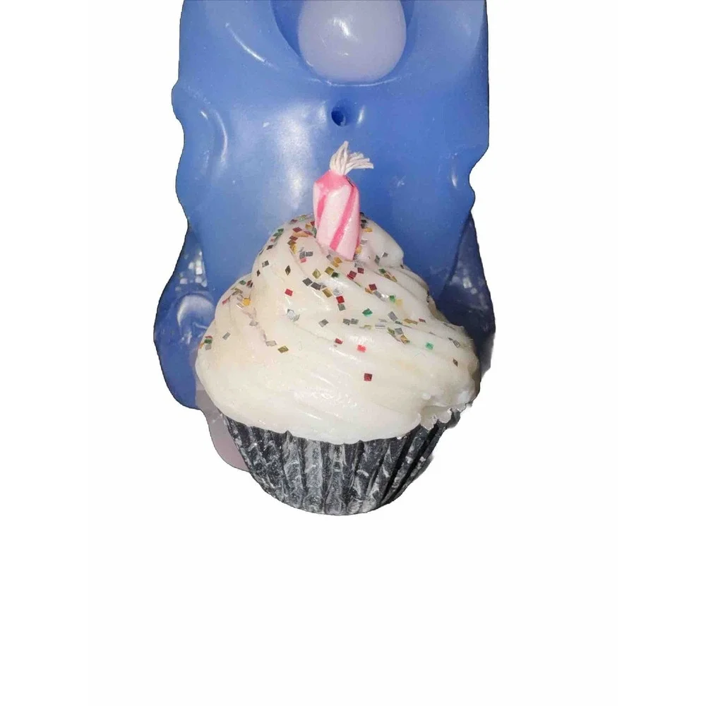 Vintage Northern Lights Candle Wizard Blue Birthday‎ Cupcake Artist Signed
